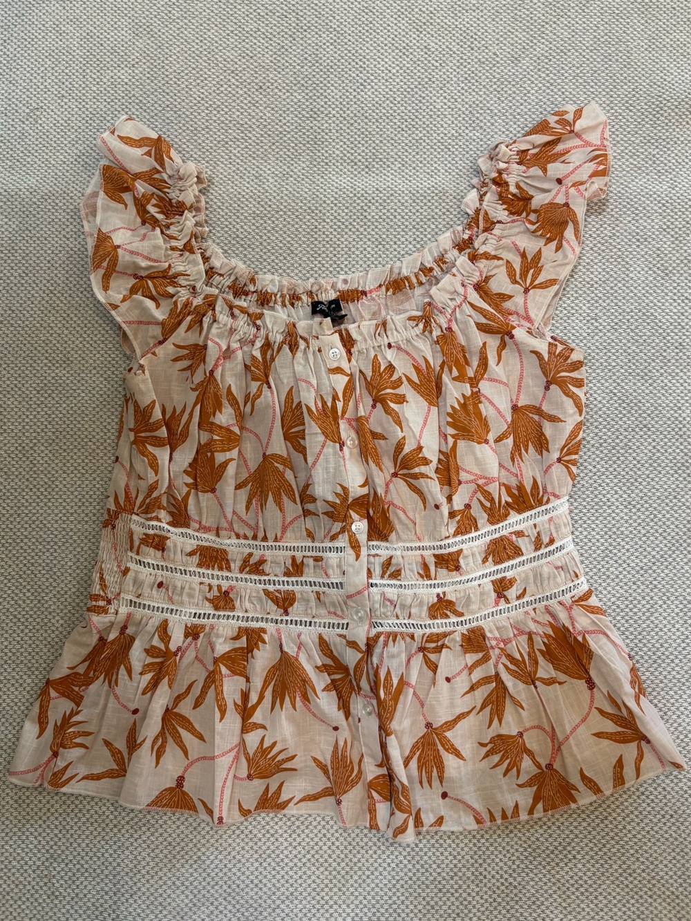 Flag & Anthem Tropical Floral Peplum Blouse Size M